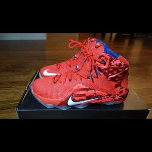 NIKE LEBRON 12 (XII) WHITE BRIGHT CRIMSON / NAVY